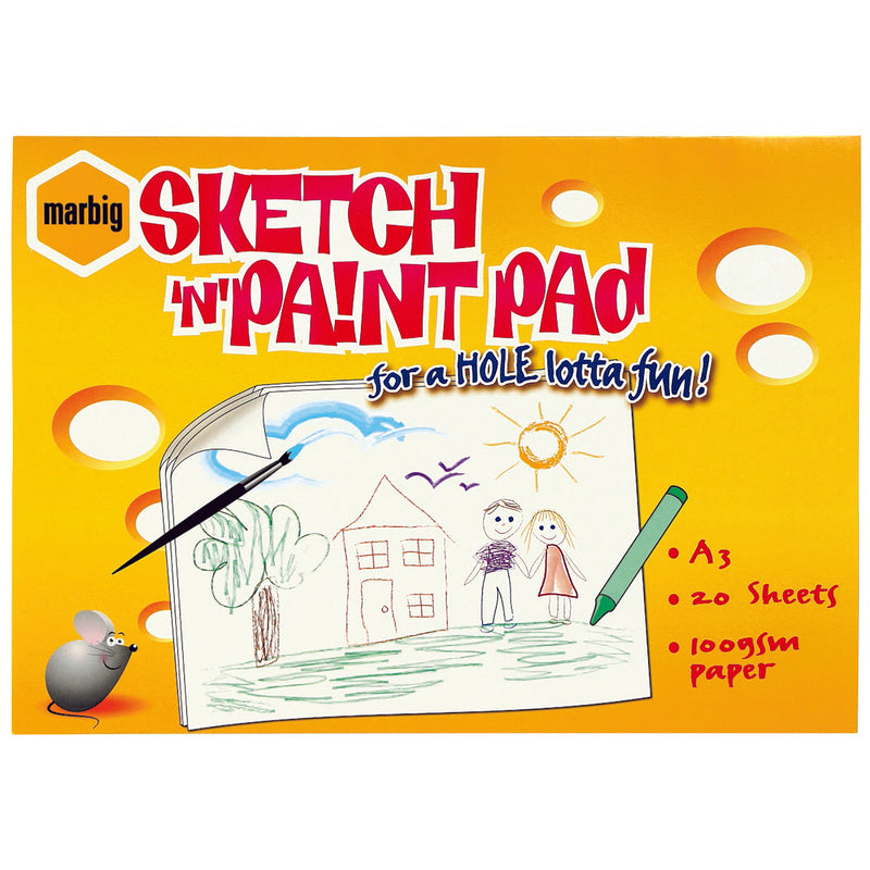 marbig sketch n paint pad sketch/paint a3 20 sheets - pack of 10
