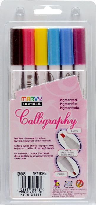 Marvy Calligraphy Pigmented Marker - Set Of 6