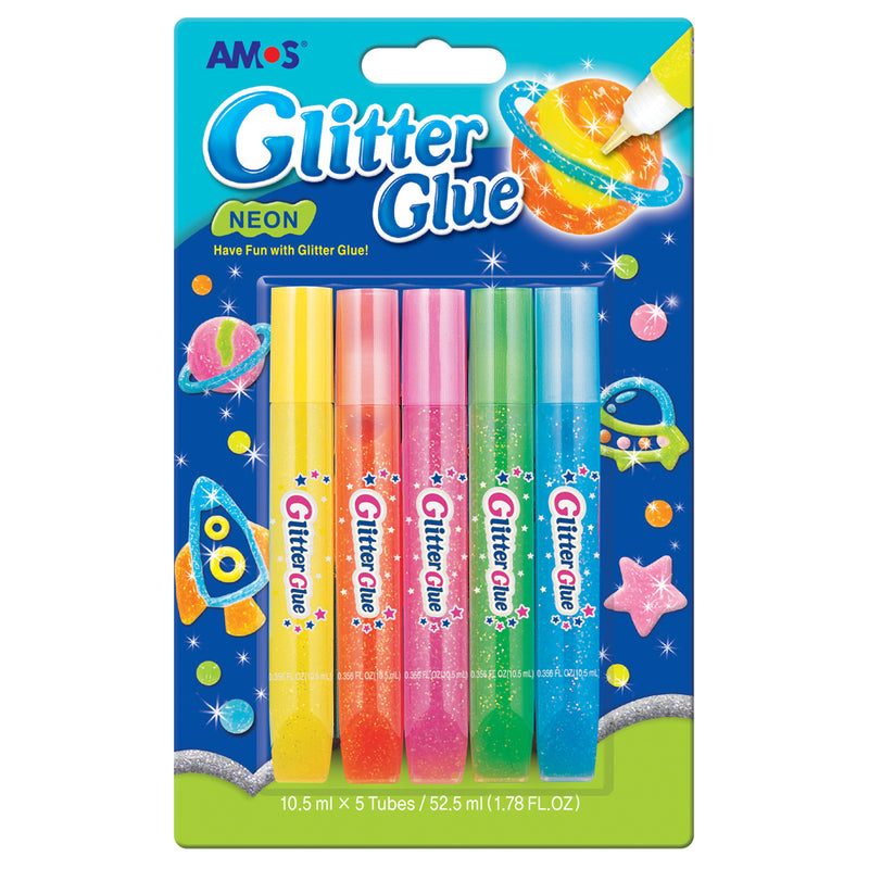 Amos Glitter Glue Colours - Pack Of 5