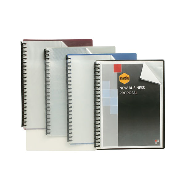 marbig® refillable display book 20 pocket#Colour_CLEAR/BLACK