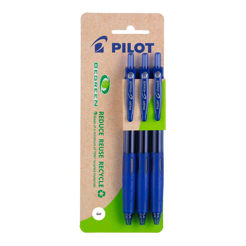 Pilot BeGreen G-Knock Gel Fine Pens Pack Of 3