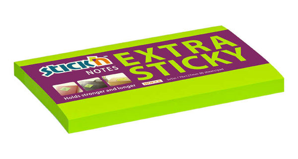 stick'n note extra sticky 76x127mm 90 sheet#Colour_NEON GREEN