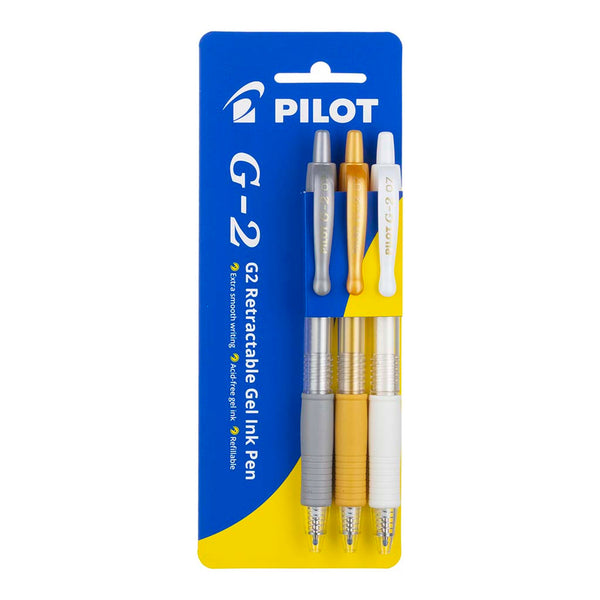 Pilot G2 Gel Fine Pens Metallic Gsw Pack Of 3