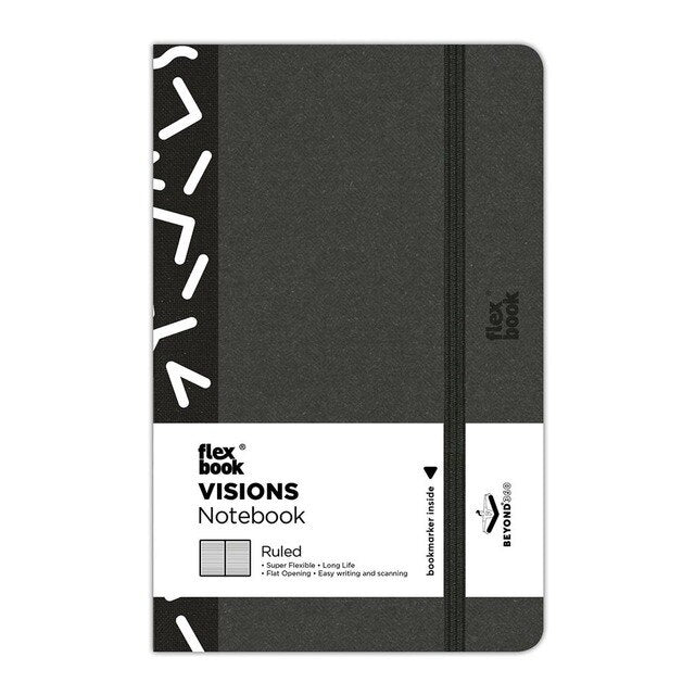 flexbook visions notebook pocket ruled black/white