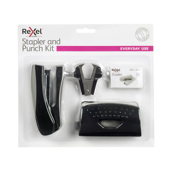 rexel® stapler value pack with punch black