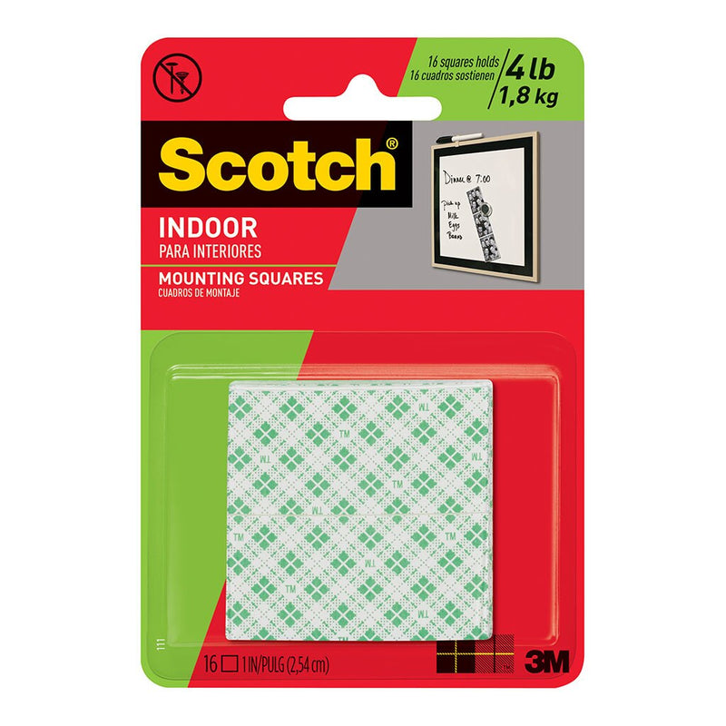 scotch mounting squares 111/dc indoor permanent size 25mm x 25mm pack 16