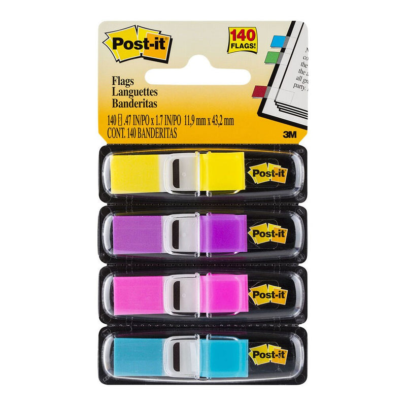 post-it flag 683-4ab mini bright assorted colour 12x43mm 35/disp, 4 disp/pack