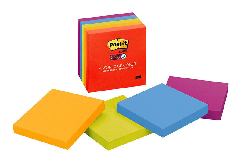 post-it super sticky notes 654-5ssan 76x76mm 90 sheet pads pack of 5