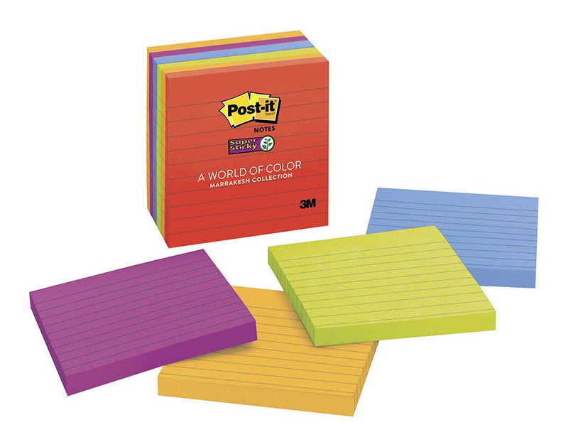 post-it super sticky notes 675-6ssan marrakesh 101x101mm 90 sheet pads pack of 6