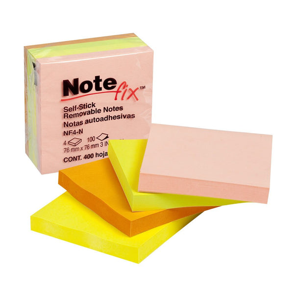 notefix self-stick notes 76x76mm neon PACK OF  4