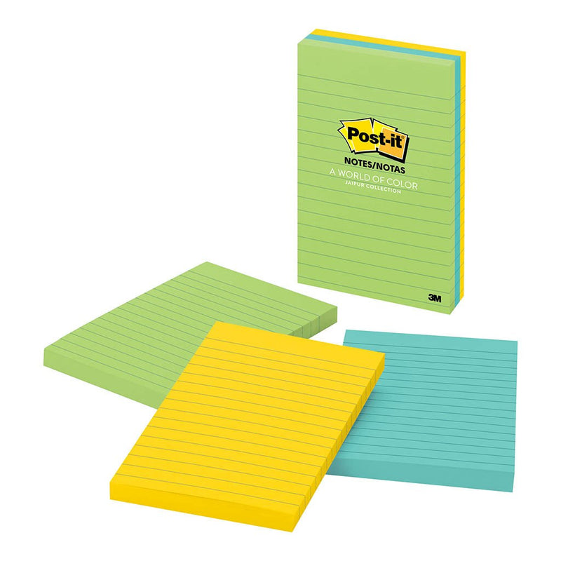 post-it notes 660-3au jaipur collection lined 101x152mm pack of 3