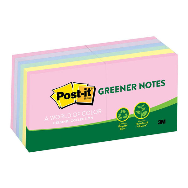 post-it notes 654-rpa helsinki recycled 76x76mm 100 sheet pads pack of 12