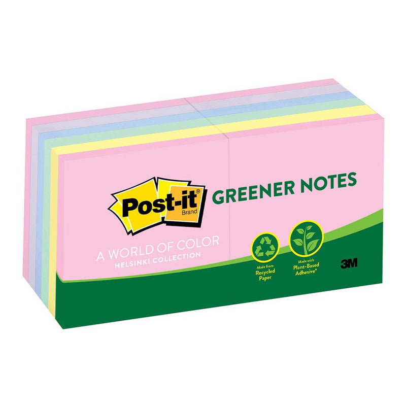 post-it notes 654-rpa helsinki recycled 76x76mm 100 sheet pads pack of 12