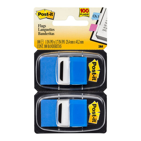 post-it flags 680-be2 twin pack blue 25x43mm 50/dispenser, 2 dispensers/pack