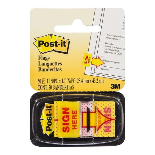 post-it flags 680-9 singles sign here size 25mm x 43mm and dispenser