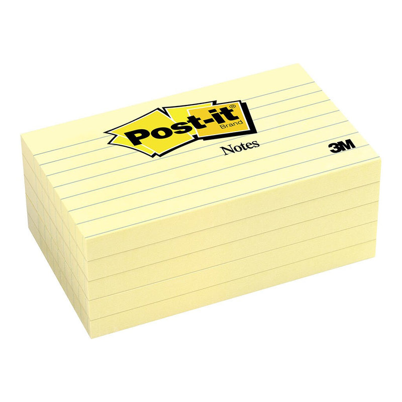 post-it notes 635-5pkss lined yellow 76x127mm pack of 5