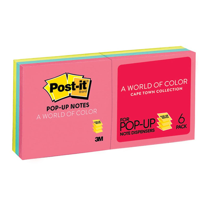 post-it notes pop-up refill r330-an capetown collection 76x76mm 100 sheet pads pack of 6