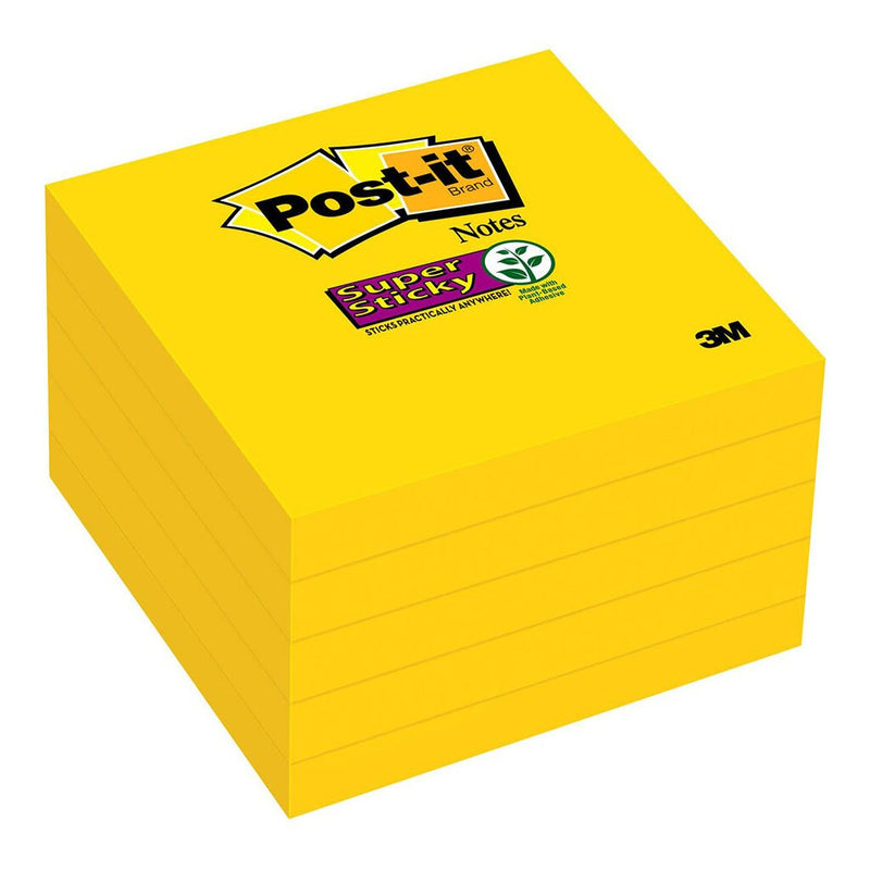 post-it super sticky notes 654-5ssy 76x76mm 90 sheet pads pack of 5