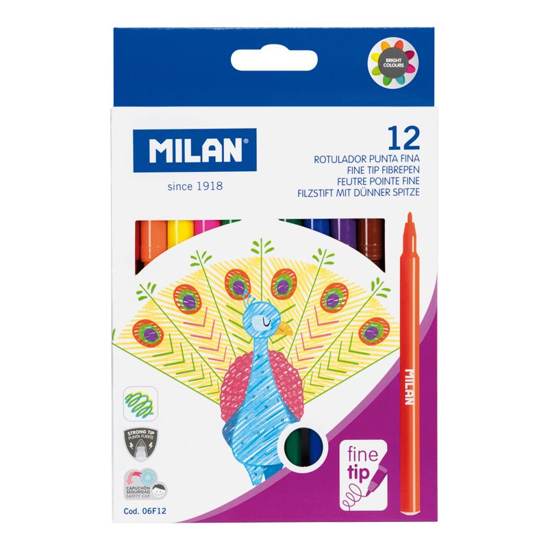 Milan Markers Value Fine Tip Assorted Colours Pack of 12