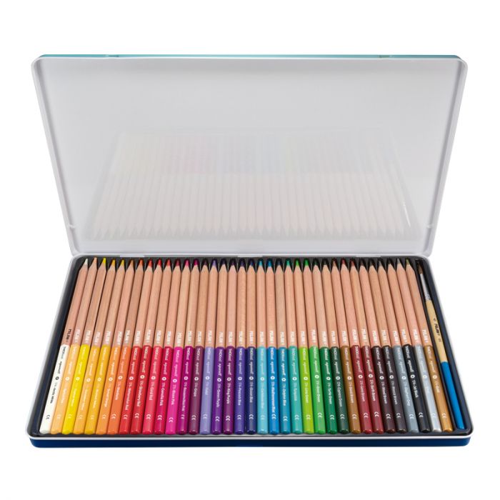 Milan Water Soluble Coloured Hexagonal Pencils Pack 36 Metal Box