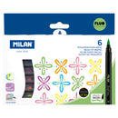 Milan Markers Brush Tip Fluorescent Pack of 6