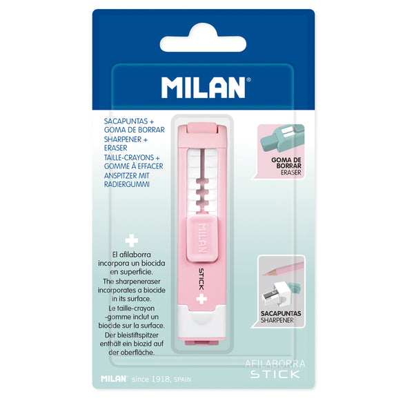 Milan Anti-Bacterial Stick Sharpener Eraser#Colour_PINK