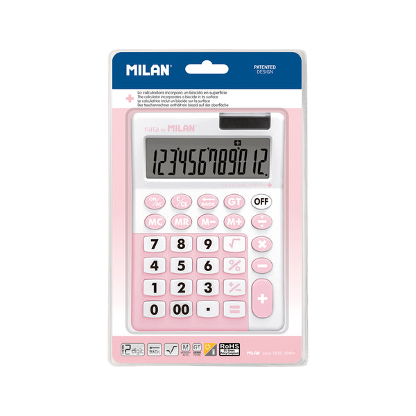 Milan Antibacterial 12 Digit Desk Calculator#Colour_PINK 