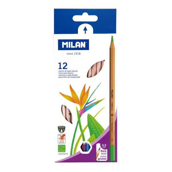 Milan Coloured Pencils Thick Lead Assorted#Pack Size_PACK OF 12