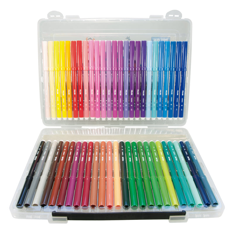 Milan Conic Tip Fibre Pens Hard Case Assorted - Pack of 50
