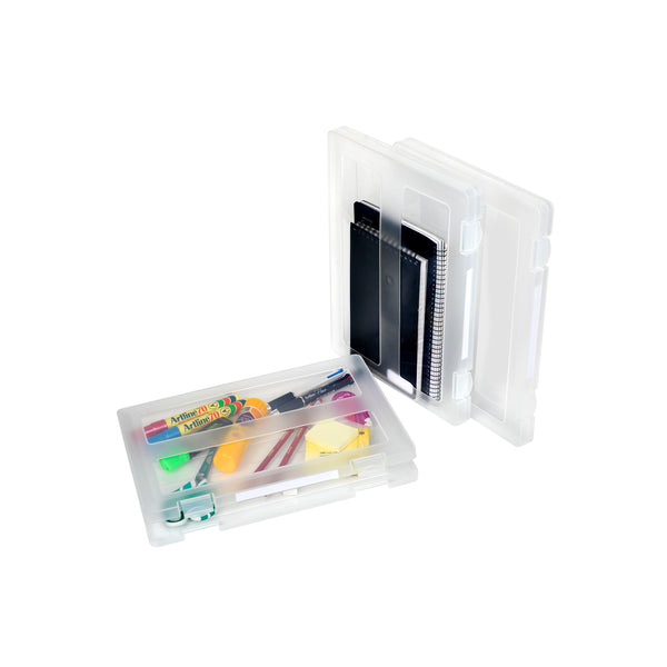 marbig® plastic a4 file case clear with clip label