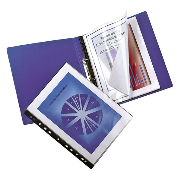 marbig® binder display book 20 pocket clear/black
