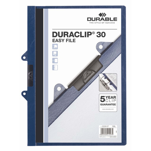 durable duraclip easy file with binder fitting blue a4