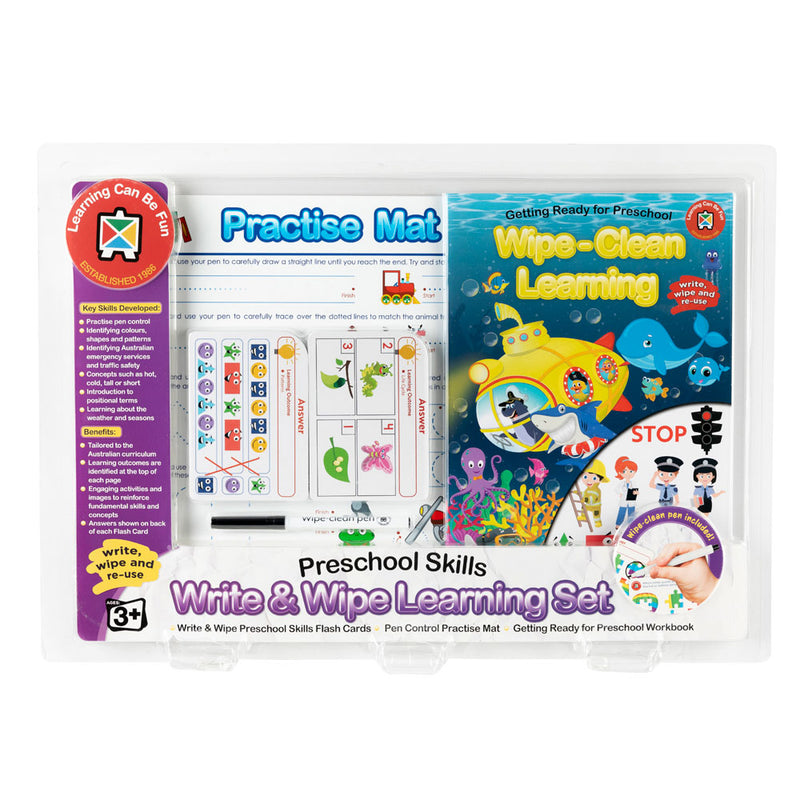 Learning Can Be Fun Write & Wipe Learning Set Preschool Skills