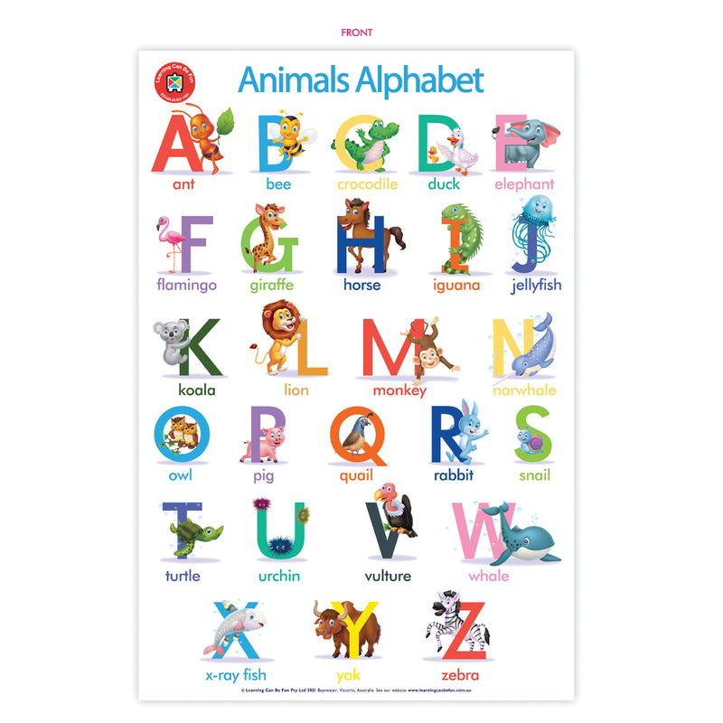 Learning Can Be Fun Wall Chart The Alphabet of Animals Poster