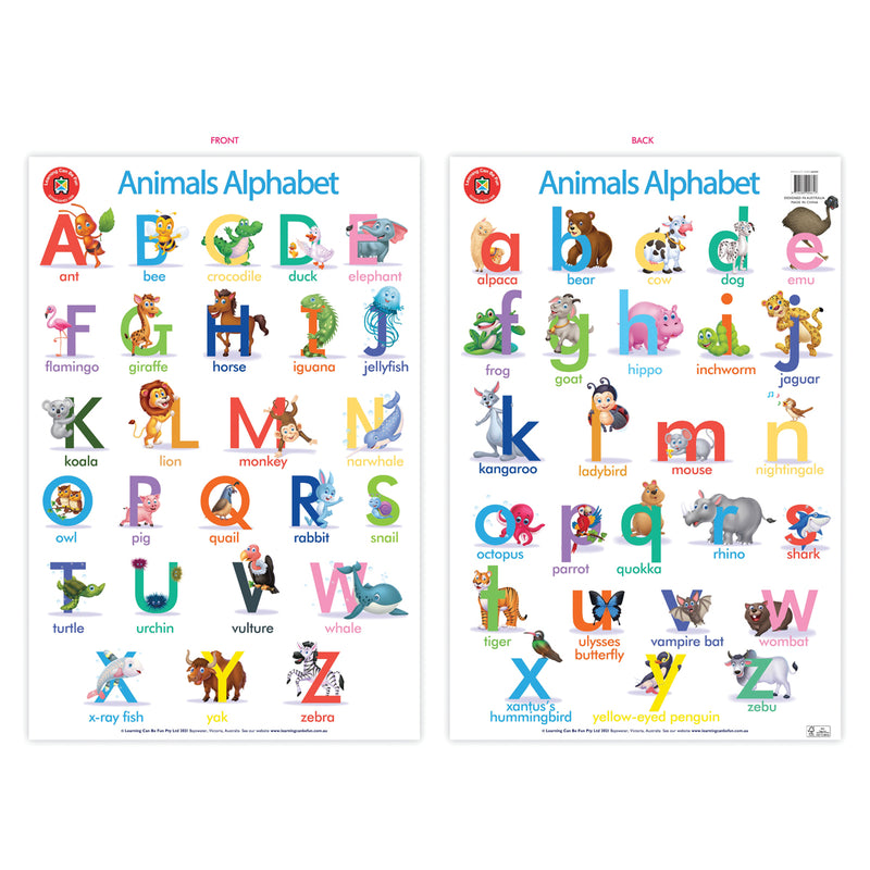 Learning Can Be Fun Wall Chart The Alphabet of Animals Poster