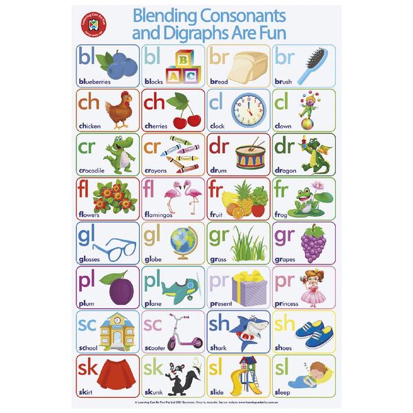 Learning Can Be Fun Wall Chart Blending Consonants And Digraphs Are Fun Poster