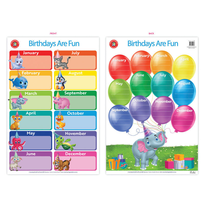 Learning Can Be Fun Wall Chart Birthdays Are Fun Poster