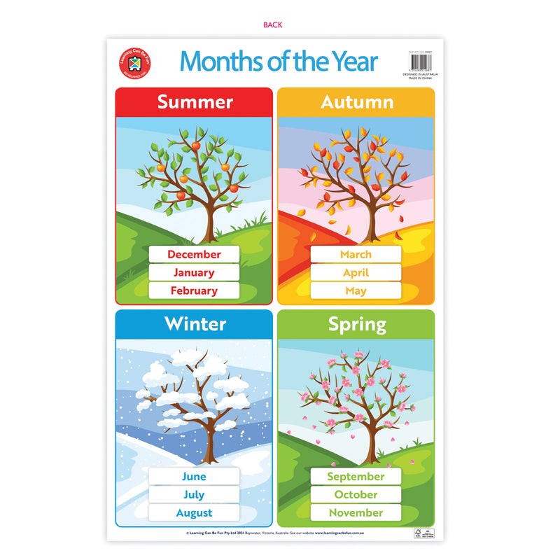 Learning Can Be Fun Wall Chart Days of The Week And Months of The Year Poster