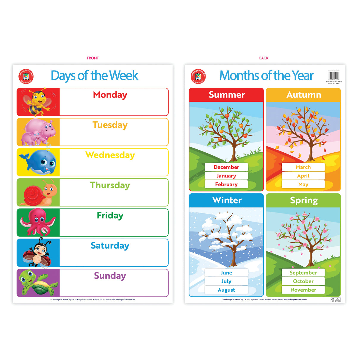 Learning Can Be Fun Days Of The Week And Months Of The Year Wall Chart