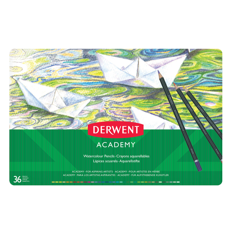 Derwent Academy Watercolour Pencil Tin Of 36