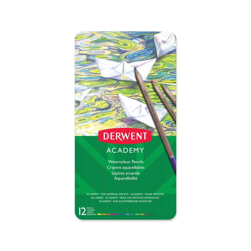 Derwent Academy Watercolour Pencil Tin Of 12