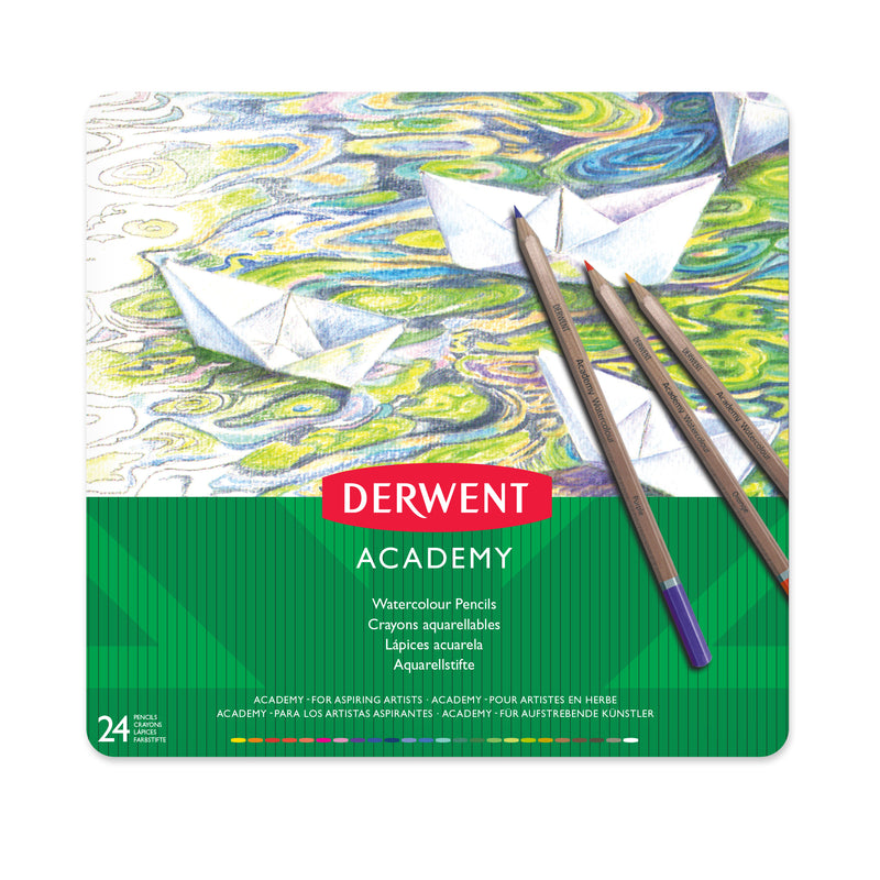 Derwent Academy Watercolour Pencil Tin Of 24