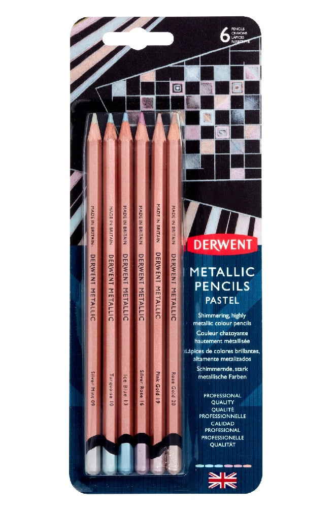 Derwent Metallic Pencils Non Soluble Blister - Pack Of 6