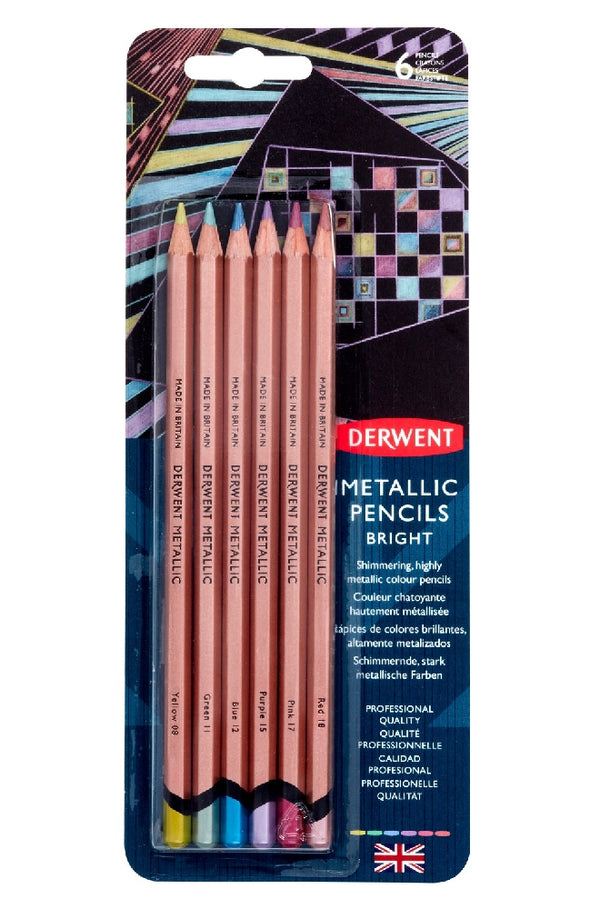 Derwent Metallic Pencils Non Soluble Blister - Pack Of 6#Colour_BRIGHT