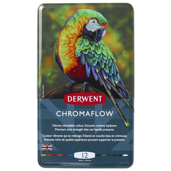 Derwent Chromaflow Coloured Pencils Tin#Pack Size_TIN OF 12