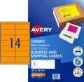 avery shipping laser labels 14 up 25 sheets 99.1x38.1mm#Colour_FLUORO ORANGE