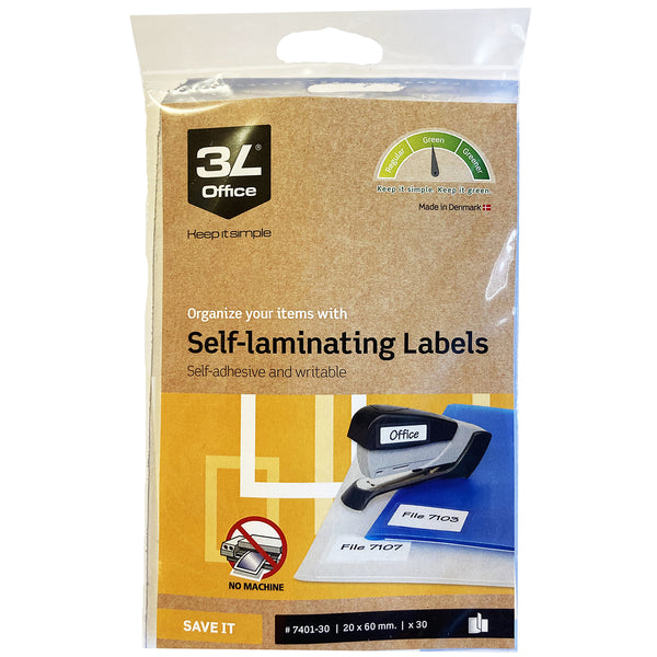 3L Self-Laminating Labels 20x60mm 5up 6 Sheets - Pack of 30