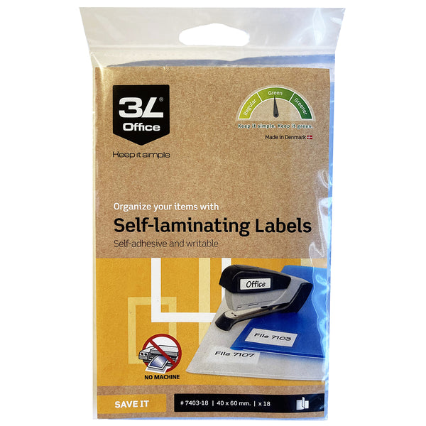 3L Self Laminating Labels 40x60mm 3up 6 Sheets - Pack of 18