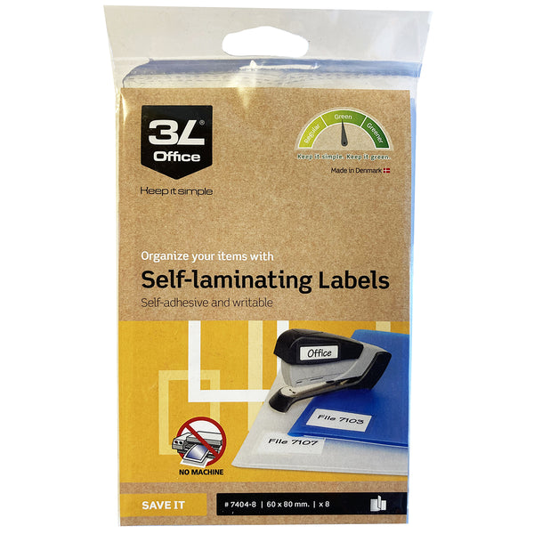3L Self Laminating Labels 60x80mm 2up 4 Sheets - Pack of 8