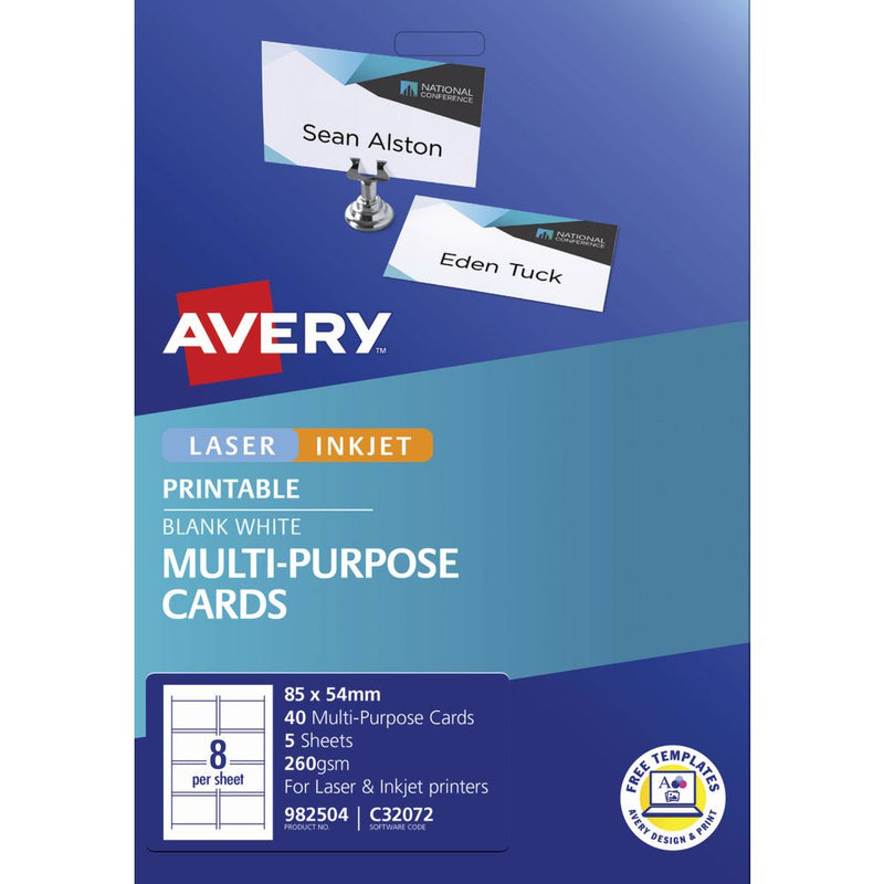 avery placecards 85x54mm 8up 5 sheets inkjet laser